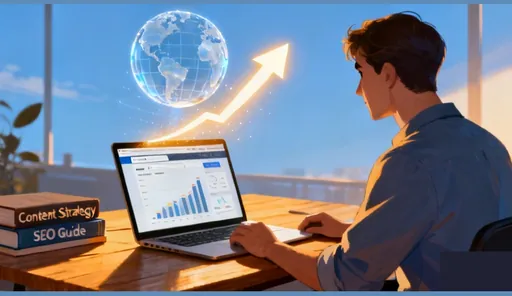 SEO expert sharing content ranking strategies on laptop